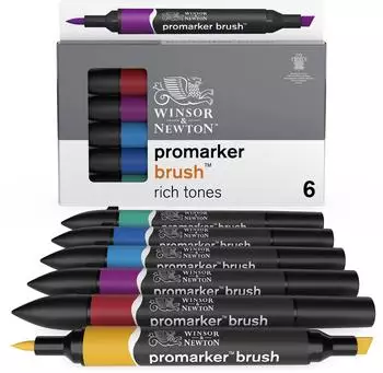 Winsor & Newton ProMarker Brush Marker Reiche Töne, 6er-Set (0290126)