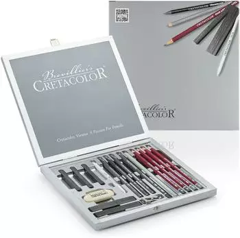 Cretacolor Silver Box Graphit Künstlerset 17-teilig in Holzkassette (400 17)