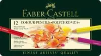 FABER-CASTELL K&uuml;nstlerfarbstifte Polychromos Buntstifte farbsortiert, 12 St.