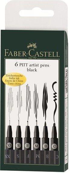 Faber-Castell Tuschestift PITT artist pen schwarz 6er Etui (XS, S, F, M, B, C)