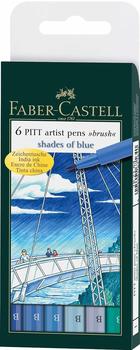Faber-Castell Tuschestift PITT artist pen B 6er Etui "Shades of Blue"