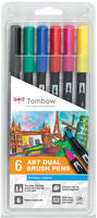 Tombow ABT-6P-1, Tombow ABT Dual Brush-Pens farbsortiert, 6 St.