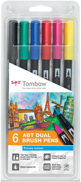 Tombow ABT Dual Brush Pen Primary Colours 6er
