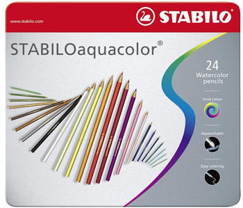 STABILO Aquarell-Buntstift aquacolor 24er Metalletui mit 24 Farben (1624-5)
