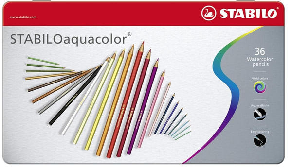 STABILO Aquarell-Buntstift aquacolor 36er Metalletui mit 36 Farben (1636-5)