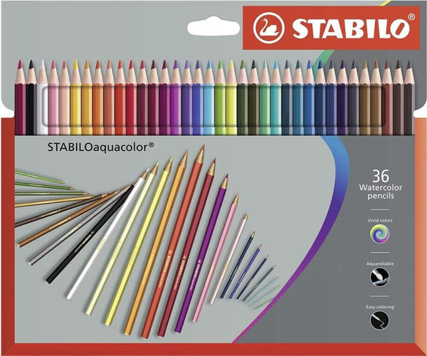 STABILO Aquarell-Buntstift aquacolor 36er Pack mit 36 Farben (1636-7)