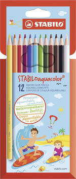 STABILO Aquarell-Buntstift aquacolor -12er Pack mit 12 Farben (1612-6)