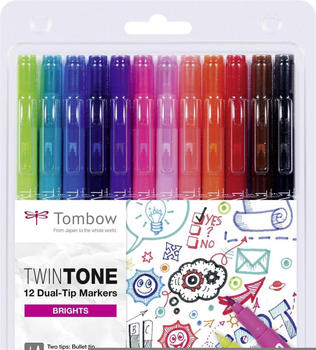 Tombow TwinTone Rund- und Finelinerspitze 12 St&uuml;ck leuchtende Farben (WS-PK-12P-1)