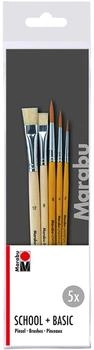 Marabu Flach- + Rundpinsel Pinsel Set Basic + School 5-teilig