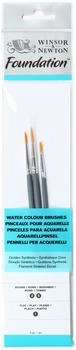 Winsor & Newton Foundation Pinselset, Aquarellpinsel, 3er Set, Rundpinsel Nr. 3, 5, Flachpinsel Nr.1 - kurzer Stiel (5295011)