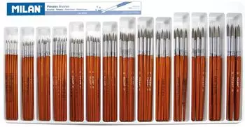 MILAN Pinsel Tray 144 Round School Brushes Series 101
