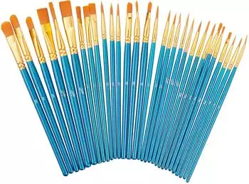 Relaxdays Pinsel Set Malpinsel Kunstpinsel Flachpinsel Rundpinsel Schulpinsel 30-teilig