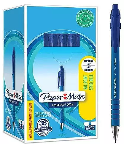 Paper-Mate Pack of 36 ballpoint pens Flexgrip Ultra 0.4mm - blue