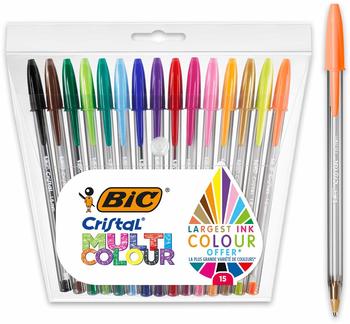 BIC Pack of 15 ballpoint pens Multicolour 0.4mm Crystal - assorted colours
