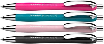 Schneider Slider Rave XB Colour, Gehäuse sortiert, Schreibfarbe blau, 4 Stück