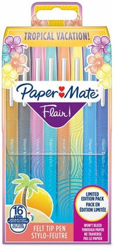 Paper-Mate Pack of 16 ballpoint pens Flair Tropical 1mm - assorted colours