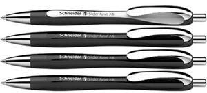 Schneider Slider Rave XB, Geh&auml;use schwarz, Schreibfarbe blau, 4 St&uuml;ck