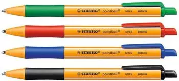 STABILO pointball Druckkugelschreiber 0,5mm 4 Farben, 5x4er Pack (6030/4-5)