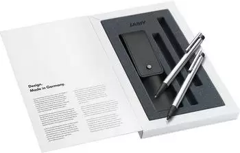 Lamy logo 105/205 Schreibset matt, silber, Lederetui schwarz (1240663)