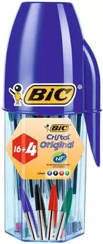 BIC Cristal Original Kugelschreiber, mittlere Spitze 1,0mm, mehrfarbig, 20er-Pack (929081)