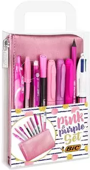 BIC Pink & Purple Set Federmäppchen mit Schreibwaren, 10-teilig (9642801)