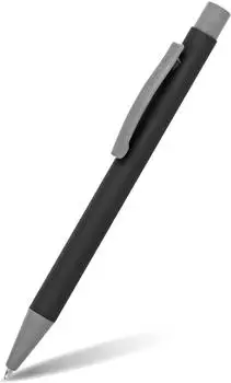 Online Soft Metal Druckkugelschreiber Aluminium, Pure Black, blau (21730/3D)