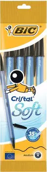 BIC Cristal Soft Kugelschreiber 0,45mm schwarz, 4er-Set