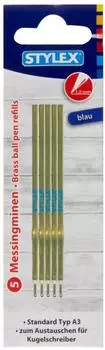 Stylex Kugelschreiber Messingminen blau, 1mm, 5 Stück (30510)