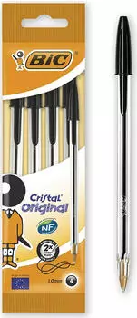 BIC Cristal Original Kugelschreiber schwarz 0,4mm, 4er-Pack (516335)