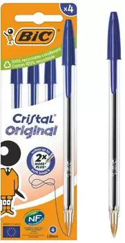 BIC Cristal Original Kugelschreiber, blau, medium (4 Stk.)