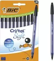Bic 516358, Bic Kugelschreiber Cristal Soft transparent Schreibfarbe schwarz, 10 St.