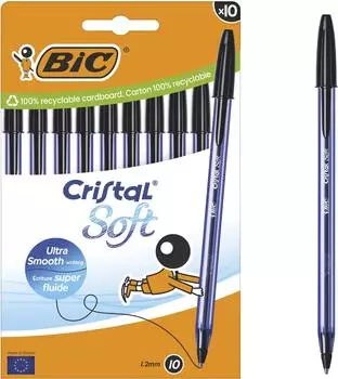 BIC Cristal Soft Kugelschreiber schwarz, 1,2mm, 10er-Pack (516358)