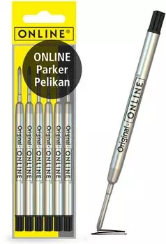 Online Kugelschreiberminen schwarz, medium 0,6mm, 6 St. (70039)