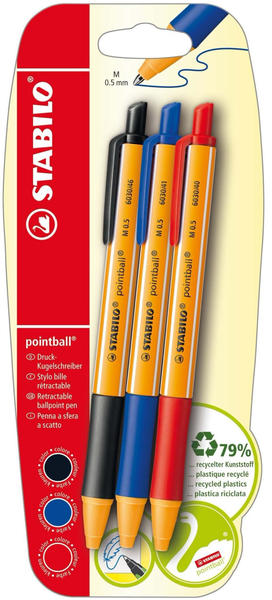 STABILO pointball 3er Pack blau/schwarz/rot (B-43720-10)