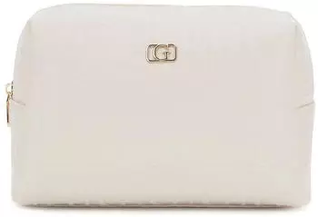 Guess Television Large Top Zip Cosmetic Bag stone