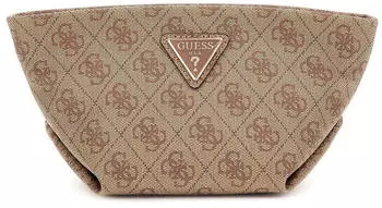 Guess Helina Top Zip Cosmetic Bag latte logo