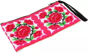 Guru-Shop Kosmetiktasche mit Folklore Stickerei (31901) rosa/wei&szlig;