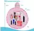 Intirilife Kosmetiktasche rund, rosa, weiße Pferde, Kordelzug (IL-100113)