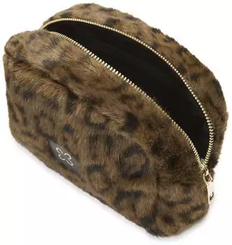 Codello Kosmetiktasche Fake Fur Leo-Muster, braun, 21x14x8,5cm