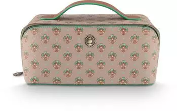 PiP Studio Cyrille Kosmetiktasche „Jaipur Flower" Medium, khaki-grün