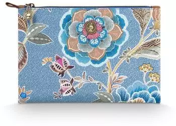PiP Studio Charly Kosmetiktasche flach, Matata blau, M (24x15,5cm)