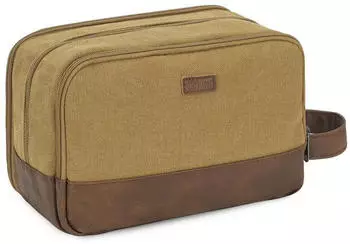 LuxusKollektion Reise-Kulturtasche Herren Canvas, khaki/braun