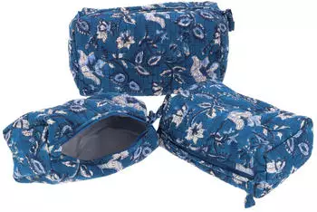 Guru-Shop Boho Kosmetiktaschen Set mit Blockprint blau