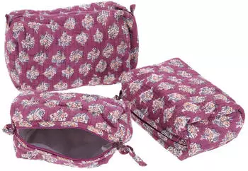 Guru-Shop Boho Kosmetiktaschen Set mit Blockprint violett