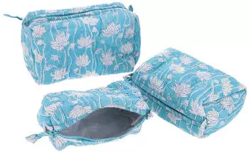 Guru-Shop Boho Kosmetiktaschen Set mit Blockprint türkis