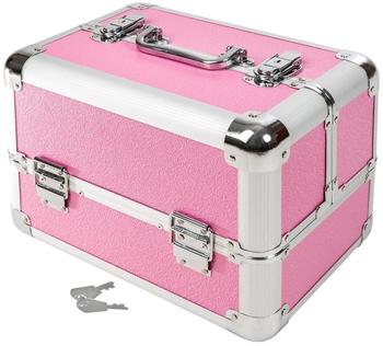 TecTake Kosmetikkoffer mit 4 Ablagefächern pink