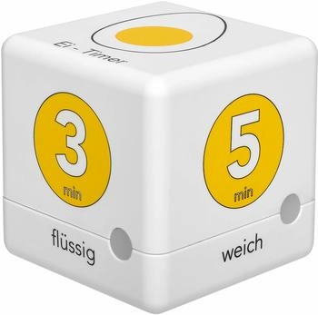 TFA Dostmann Cube Timer digitaler Eier-Timer wei&szlig;/gelb (38.2041.07)