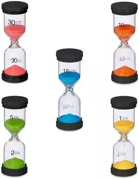 Relaxdays Sanduhren-Set 5-teilig, bunt, für Kinder
