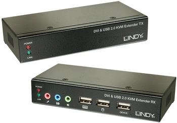 Lindy KVM Extender DVI USB Audio Cat.5/Cat.6 50m (39377)
