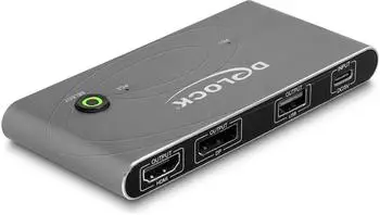 DeLock USB-C KVM Switch zu HDMI und DisplayPort 8K MST mit USB 2.0 Grau (11485)